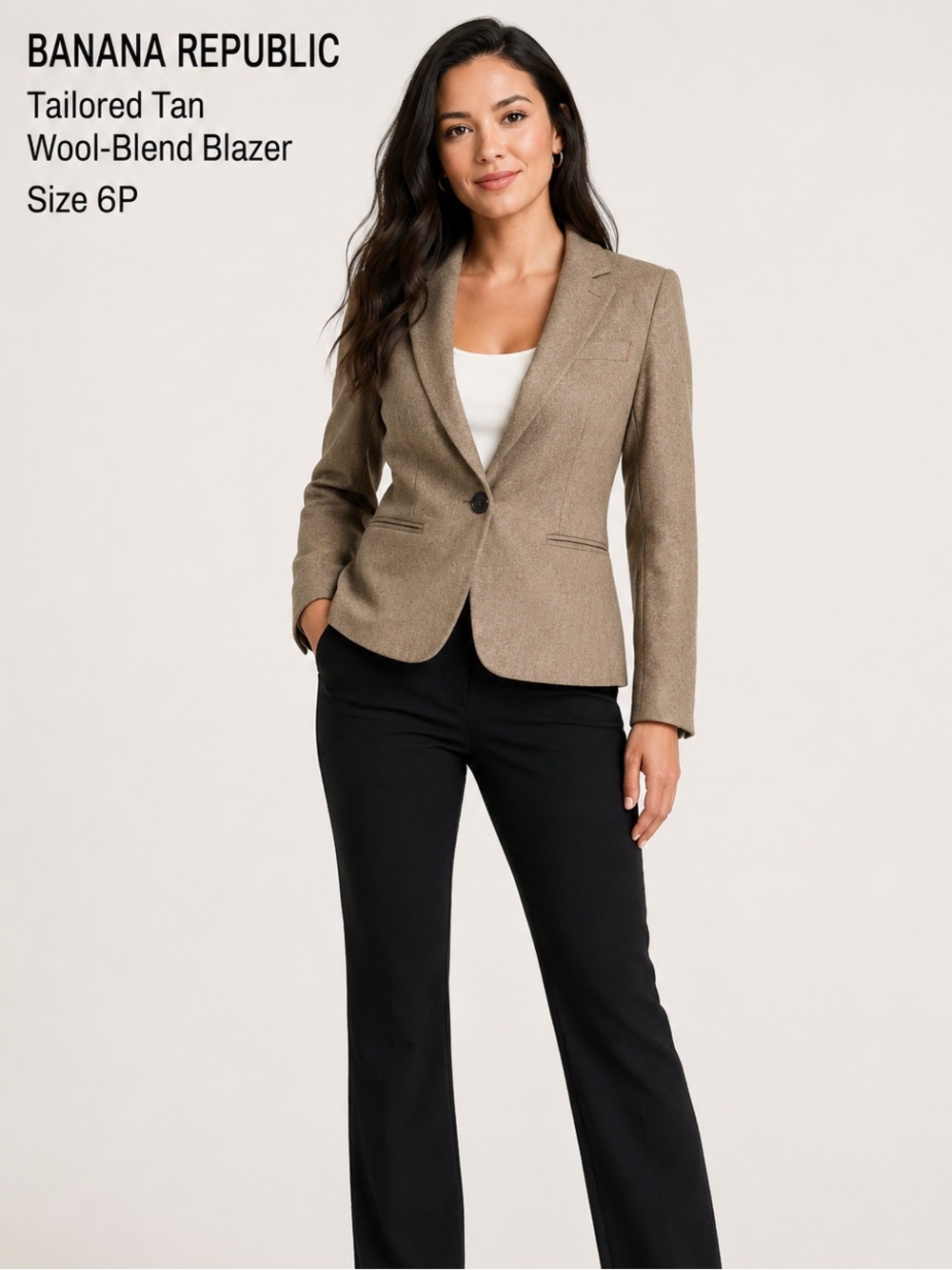 BANANA REPUBLIC Tailored academia classic Tan Wool-Blend Blazer/size 6P